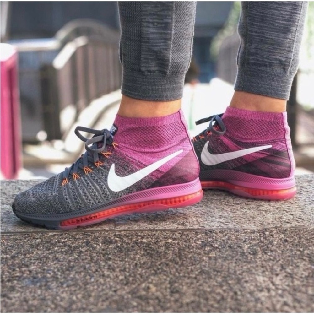 Nike Zoom All Out Flyknit Running Shoes Womens 10.5 Grey Training Sneakers NEW